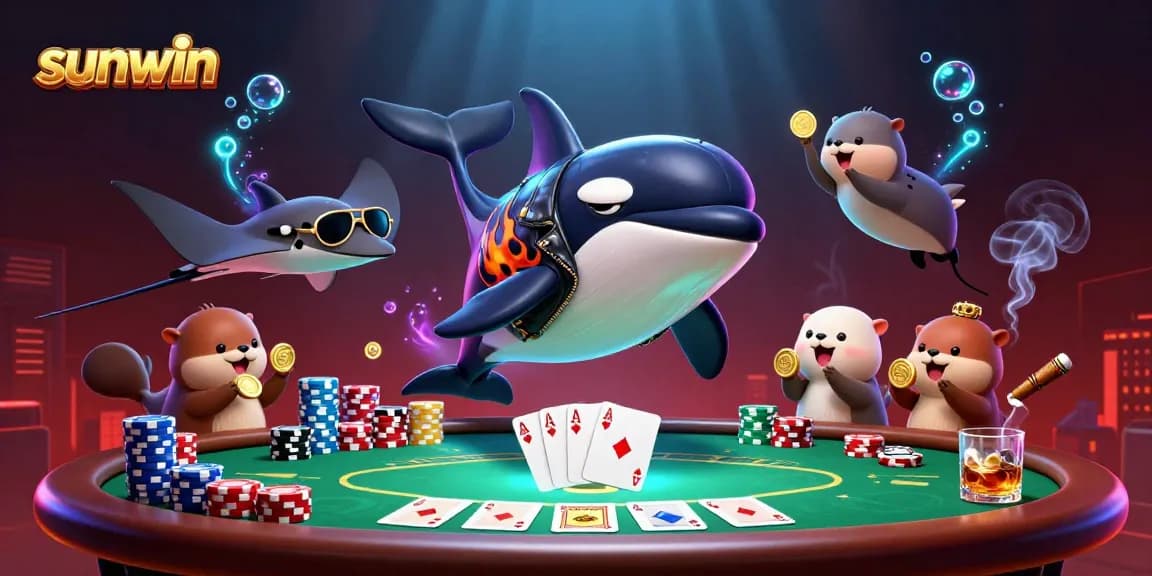 Win big at sunwin with an exciting 3D cartoon casino scene featuring marine life.