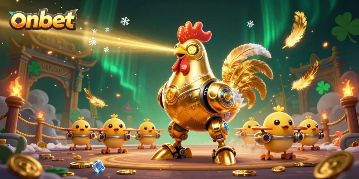 Bet on onbet while enjoying a vibrant 3D casino scene with dynamic characters and golden elements.