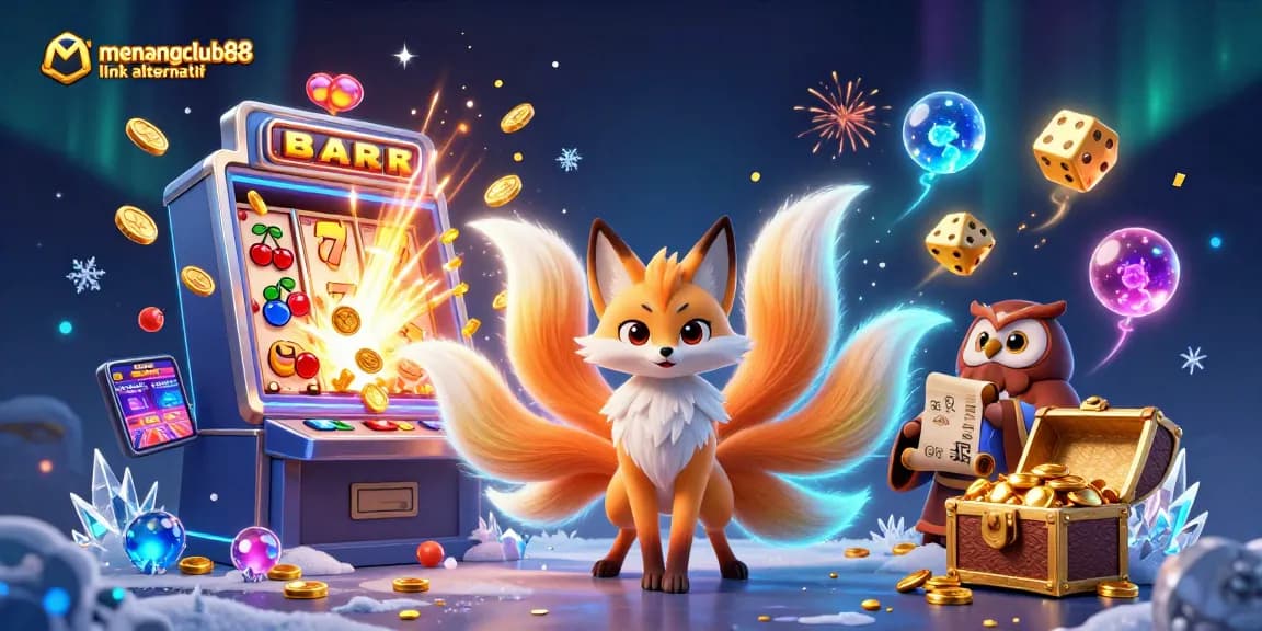 Experience thrilling gameplay with menangclub88 link alternatif in a vibrant 3D casino scene featuring iconic symbols and characters.