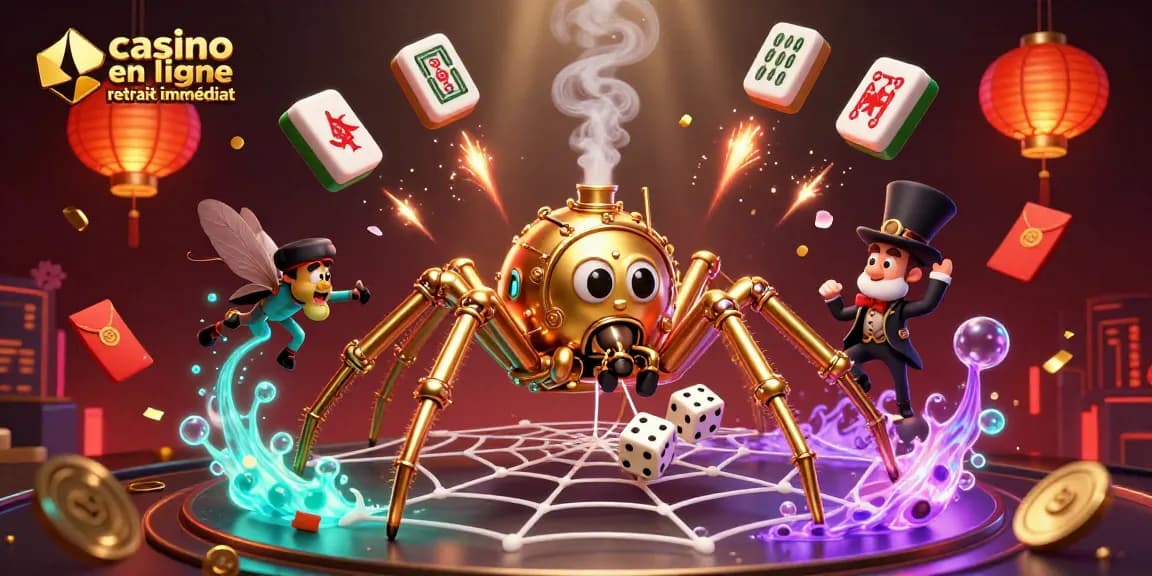 Jouez au casino en ligne retrait immédiat avec notre illustration captivante de jeux et de chance en 3D.