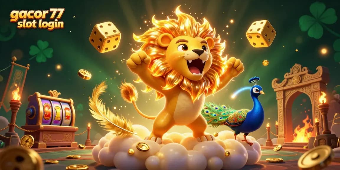 Menggemparkan taruhan dengan gacor 77 slot login, ilustrasi slot warna-warni dan karakter penuh energi.