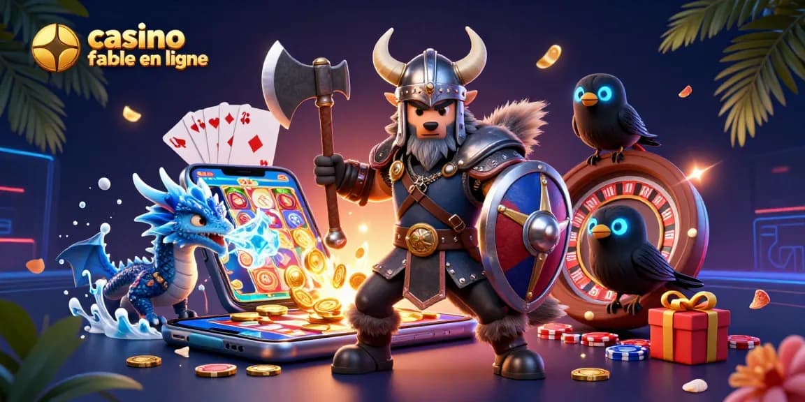 Capture du monde du casino fiable en ligne avec un guerrier viking et dragon, illustrant les jeux.