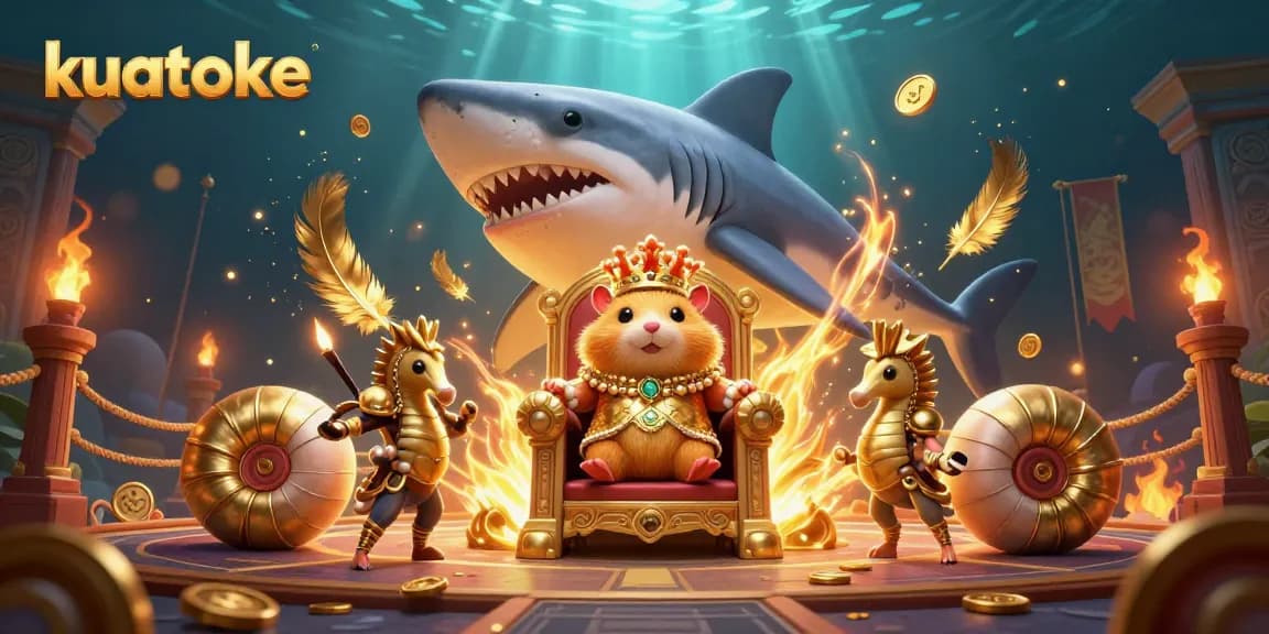 Kuatoke inspired illustration of a hamster king presiding over a vibrant casino arena