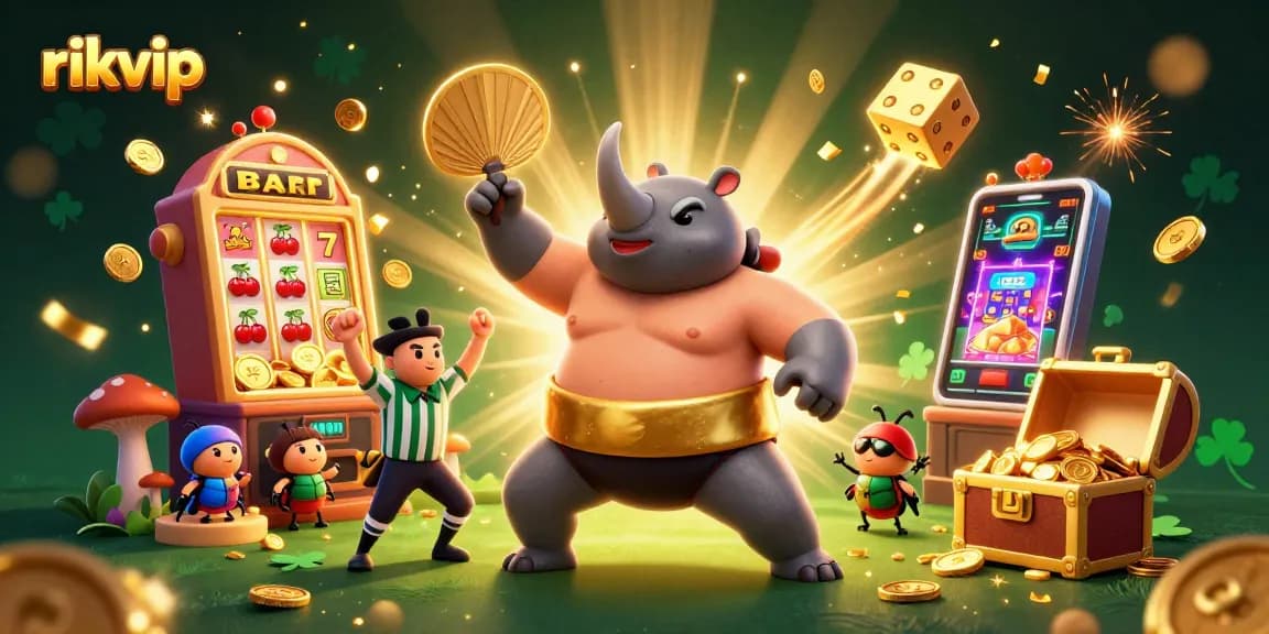 Immerse in the fun at rikvip with a colorful 3D casino scene bursting with jackpot surprises!