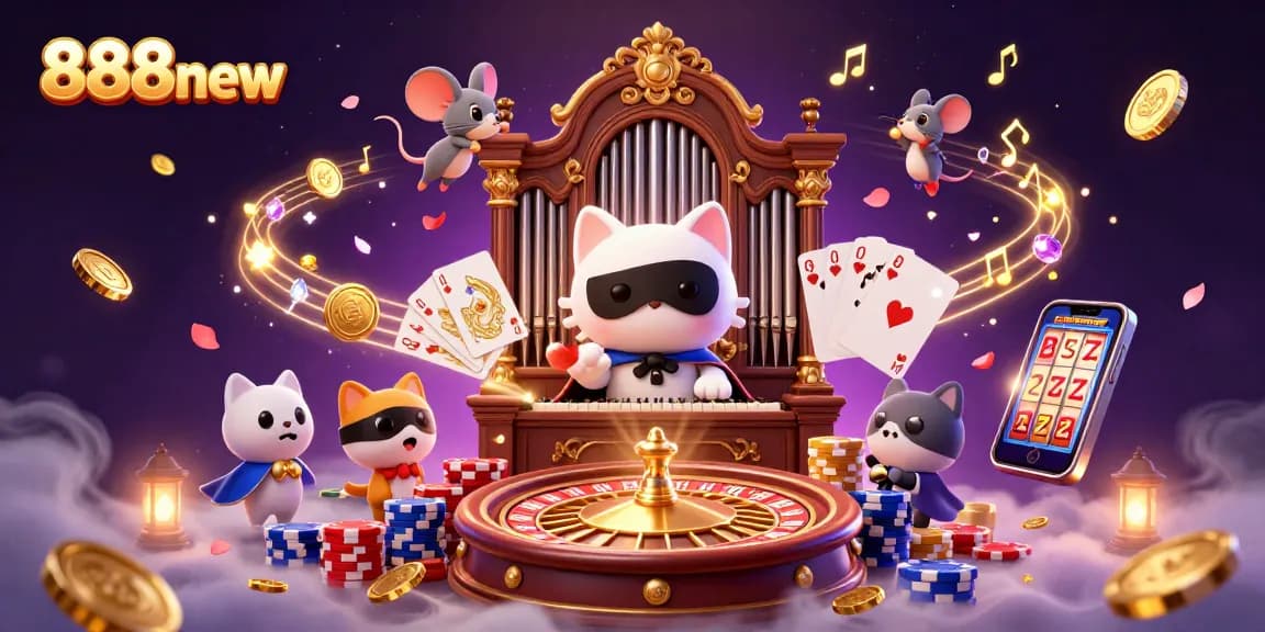 Experience winning play at 888new with a whimsical 3D casino scene featuring charming characters and rich gaming elements.