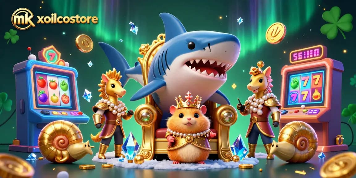 Spin the reels with mkxoilcostore's dynamic casino illustration featuring a hamster king and gaming elements.