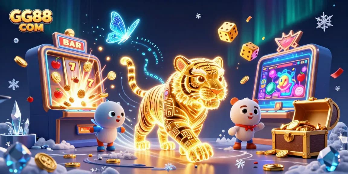 Experience thrilling gameplay at GG88 COM with a vibrant casino scene featuring a golden tiger!