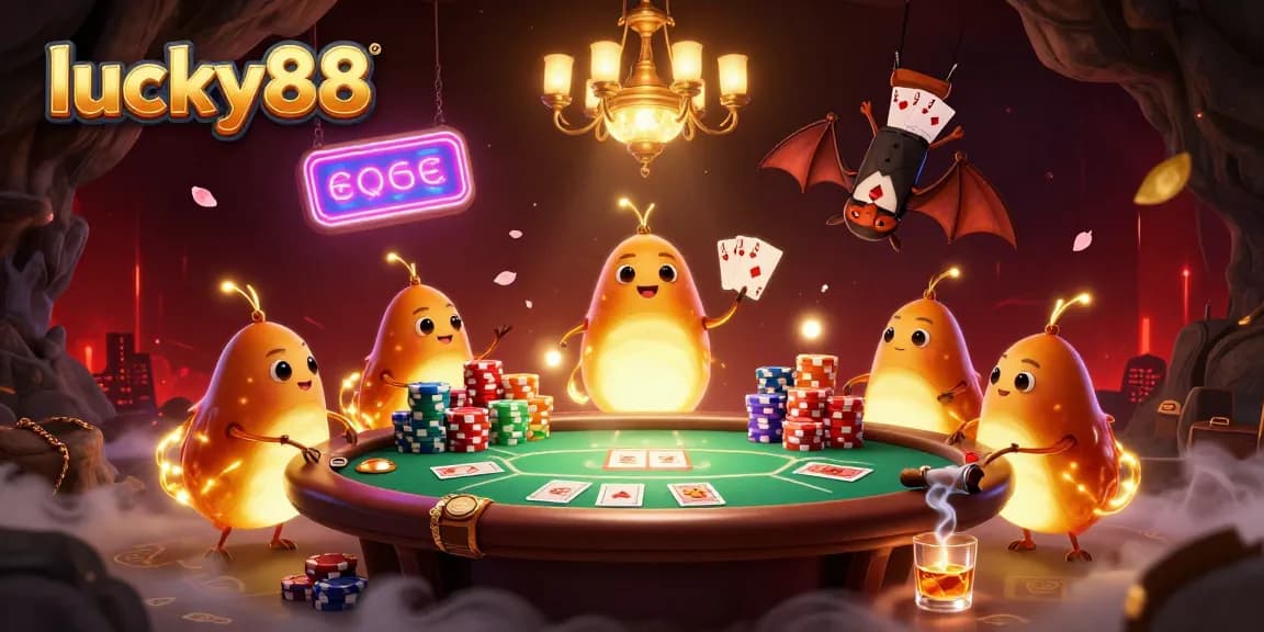 Experience the excitement of lucky88 as glowworms illuminate a vibrant casino scene.