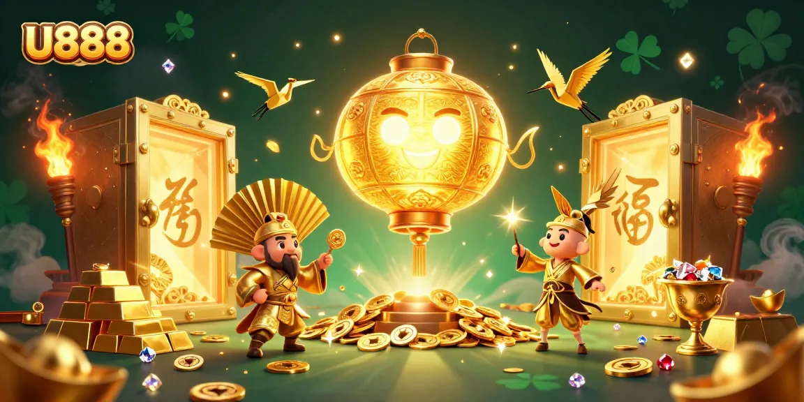 Experience U888's vibrant casino world with golden lantern spirits and treasure, delivering unmatched excitement.