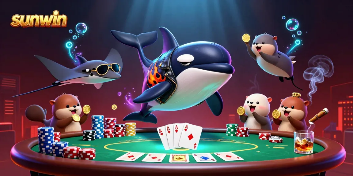 Win big at sunwin with an exciting 3D cartoon casino scene featuring marine life.
