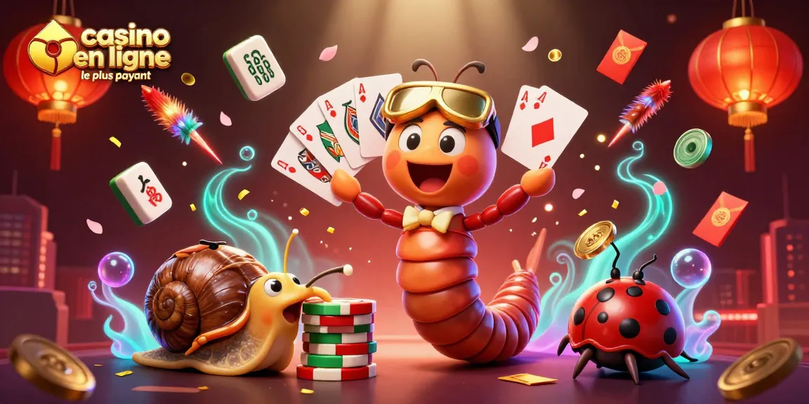 Visuel dynamique illustrant le casino en ligne le plus payant avec un dealer original et une ambiance festive.