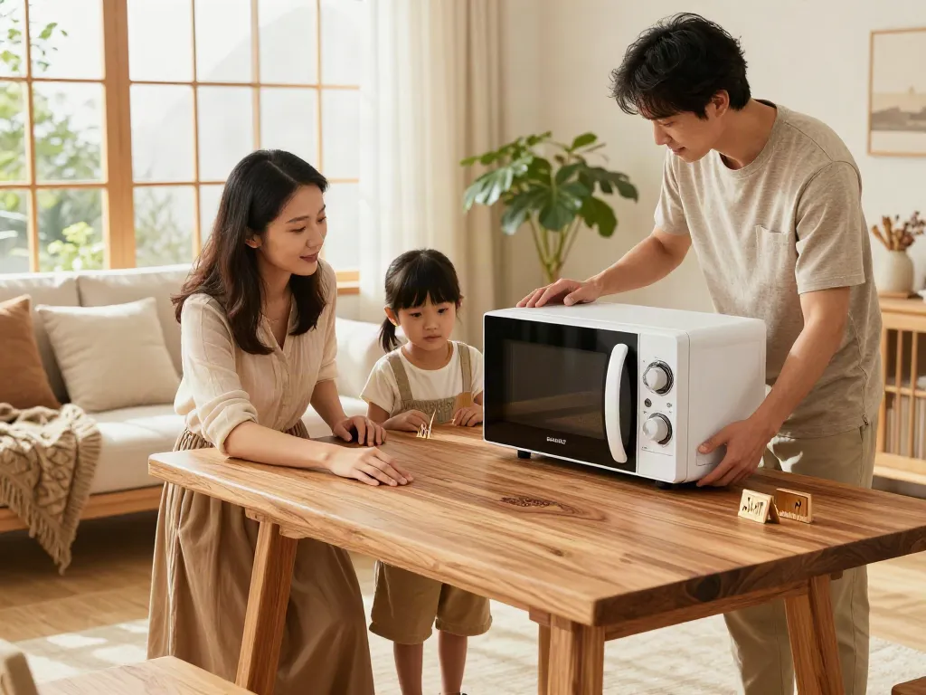 SHASHEL® microwave device in home inspection scene highlighting wood restoration process.