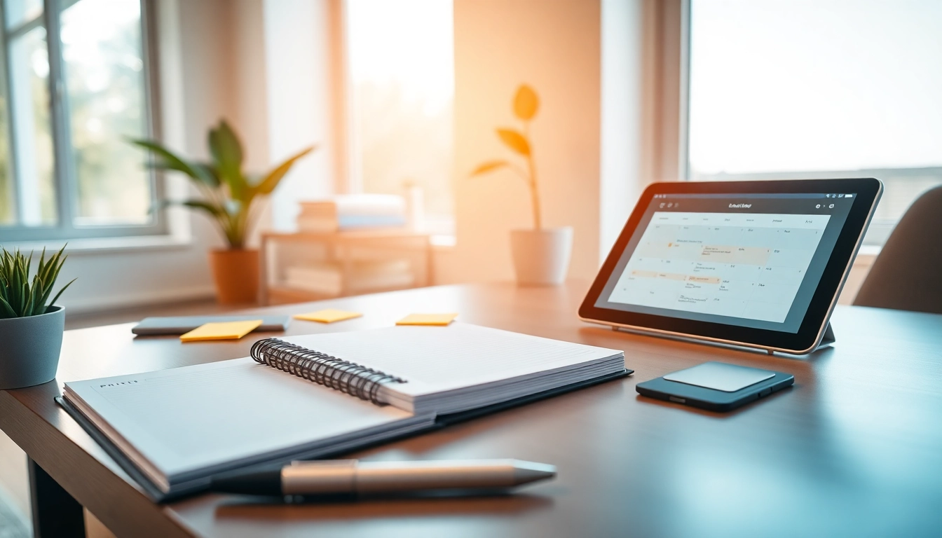 Achieve Effortless Daily Organization with a modern workspace featuring a minimalist planner and desk decor.