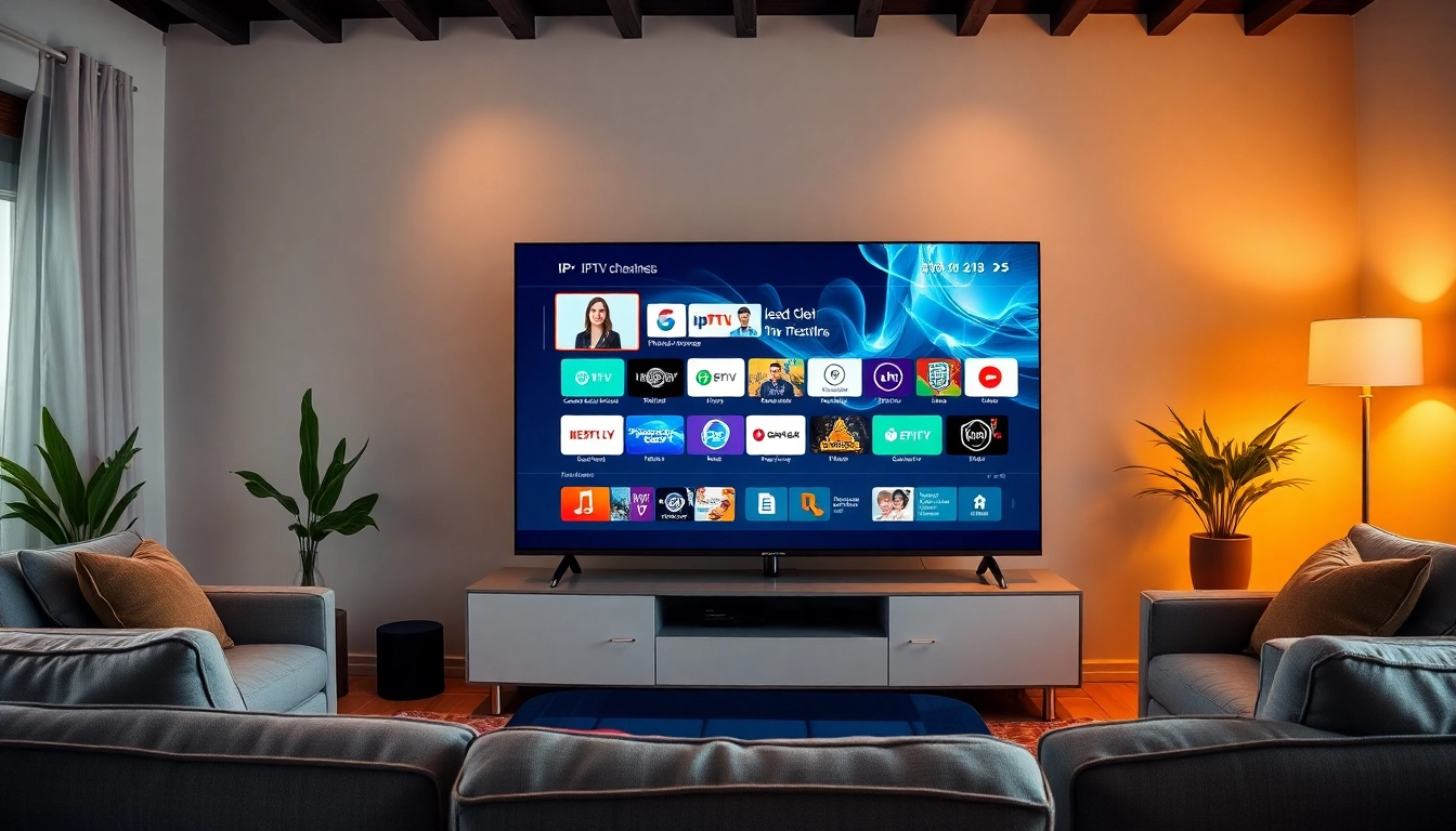 Enjoy IPTV Free Trial No card with immersive entertainment in a modern living room setup.