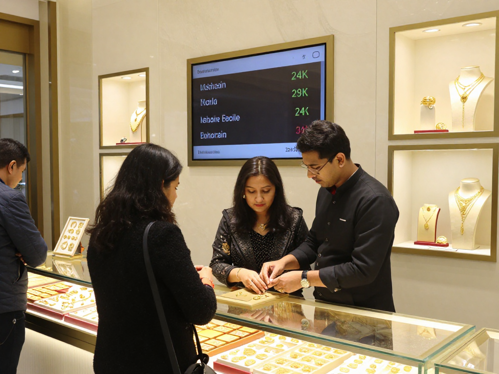 mantra88 login for gold trading at an elegant jewelry store with a knowledgeable salesperson assisting customers.