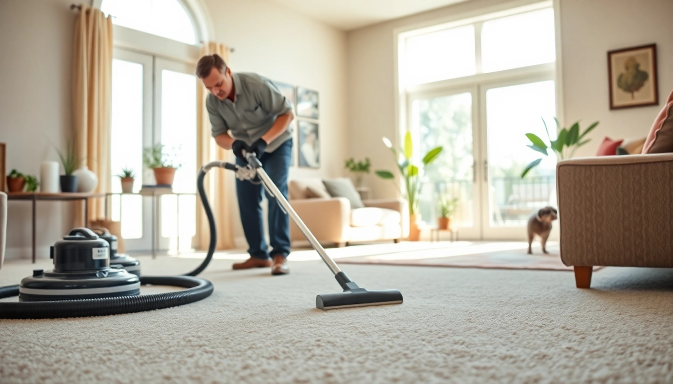 Veteran owned carpet cleaning california expert demonstrates service in a cheerful sunny home.