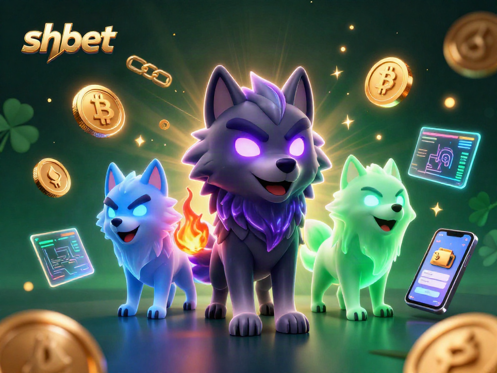 Engage with shbet's vibrant crypto-themed casino, showcasing shadow wolves and dynamic gaming elements.