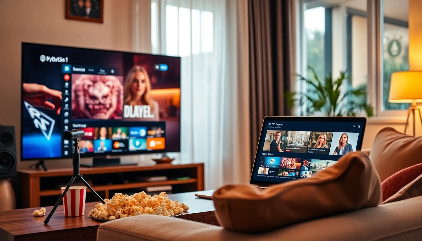 Engaging free iptv trial streaming setup showcasing a cozy home environment.
