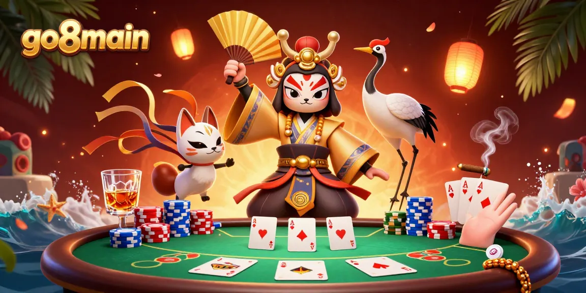 Engage with go8main as the kabuki crane battles for poker supremacy in a vibrant casino.