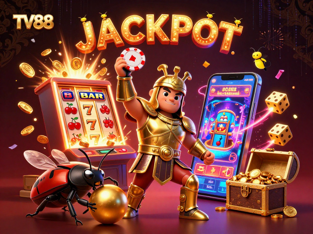 Experience excitement and winnings at TV88 with a vibrant gaming scene featuring luck and victory.