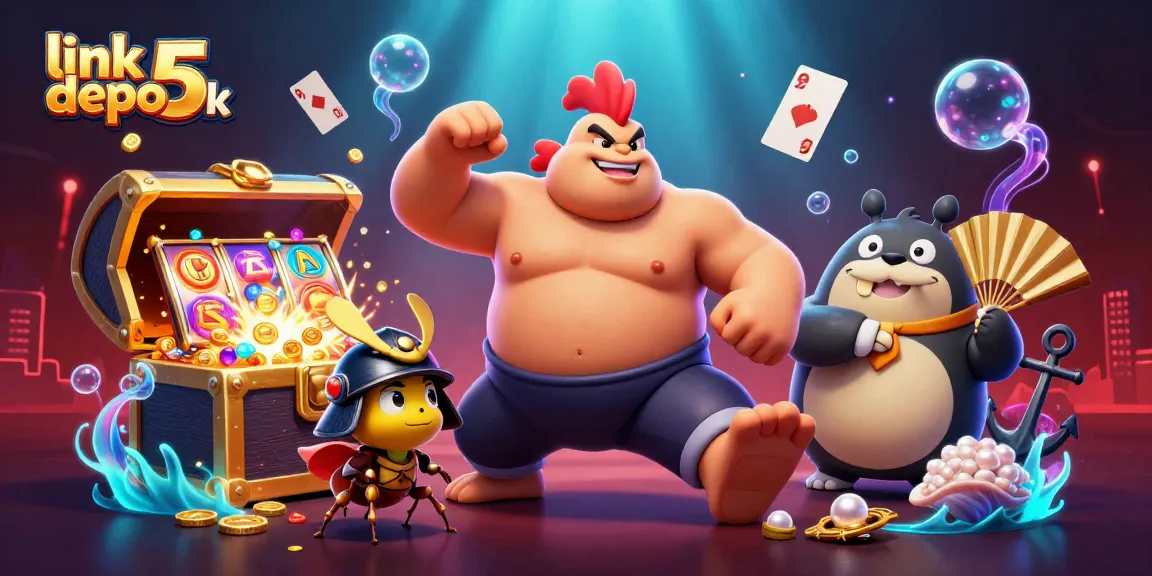 Engage with link depo 5k's thrilling slots scene featuring vibrant characters and dynamic gaming elements.