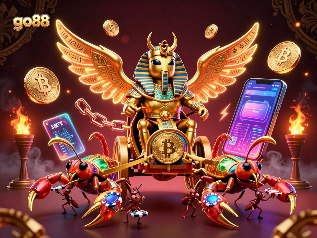 Experience the excitement of crypto gaming at go88 with this dynamic casino illustration.