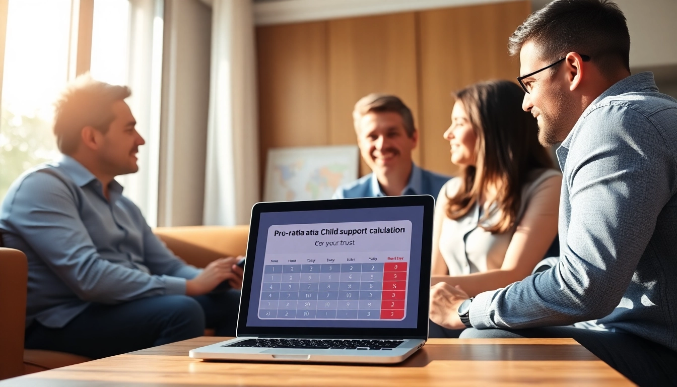 Using the Pro-rata child support calculator NY on a laptop to assess child support obligations.