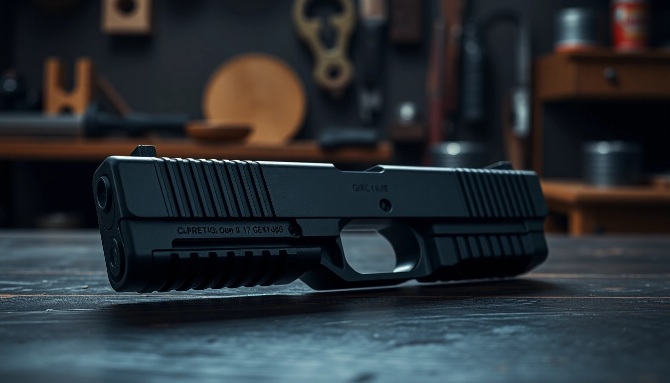 Showcase of glock 17 gen 5 slide emphasizing design and craftsmanship details.