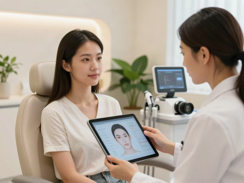 ClinicEvo vs QOVES analysis consultation in a modern aesthetic clinic.