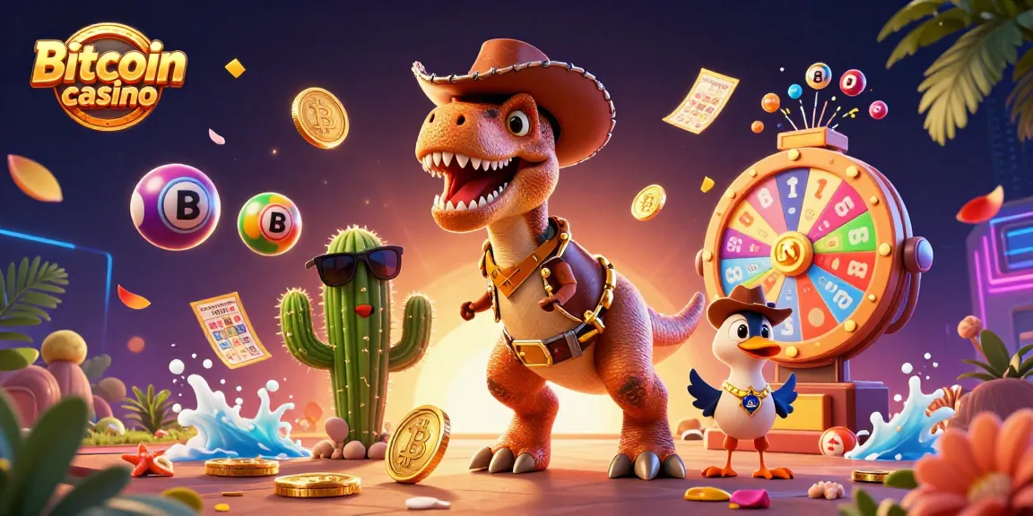 Jouez au Bitcoin casino avec des jeux palpitants et des pièces colorées qui vous entourent.