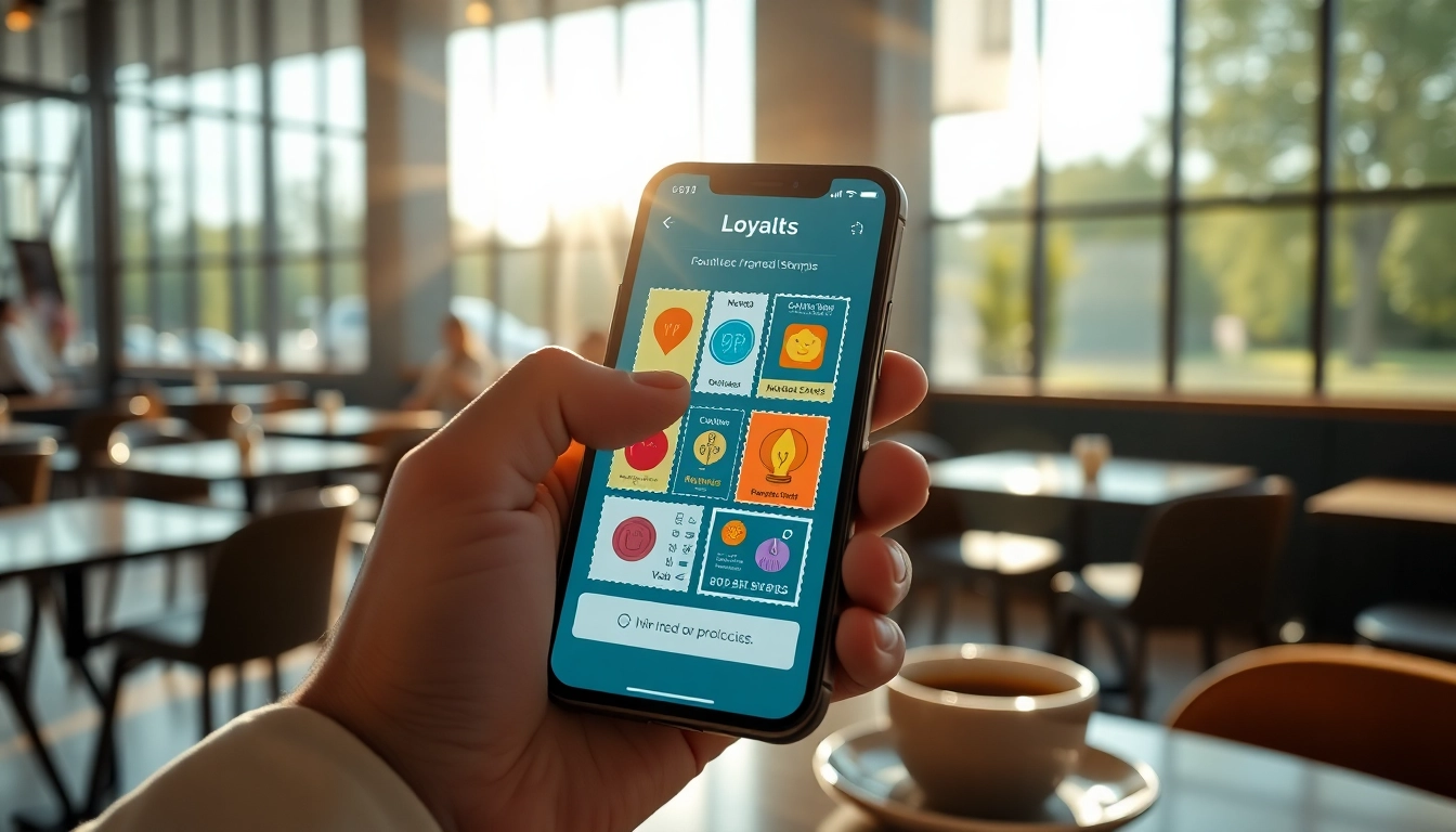 Engaging with stampezee app on a smartphone showcasing vibrant digital rewards.