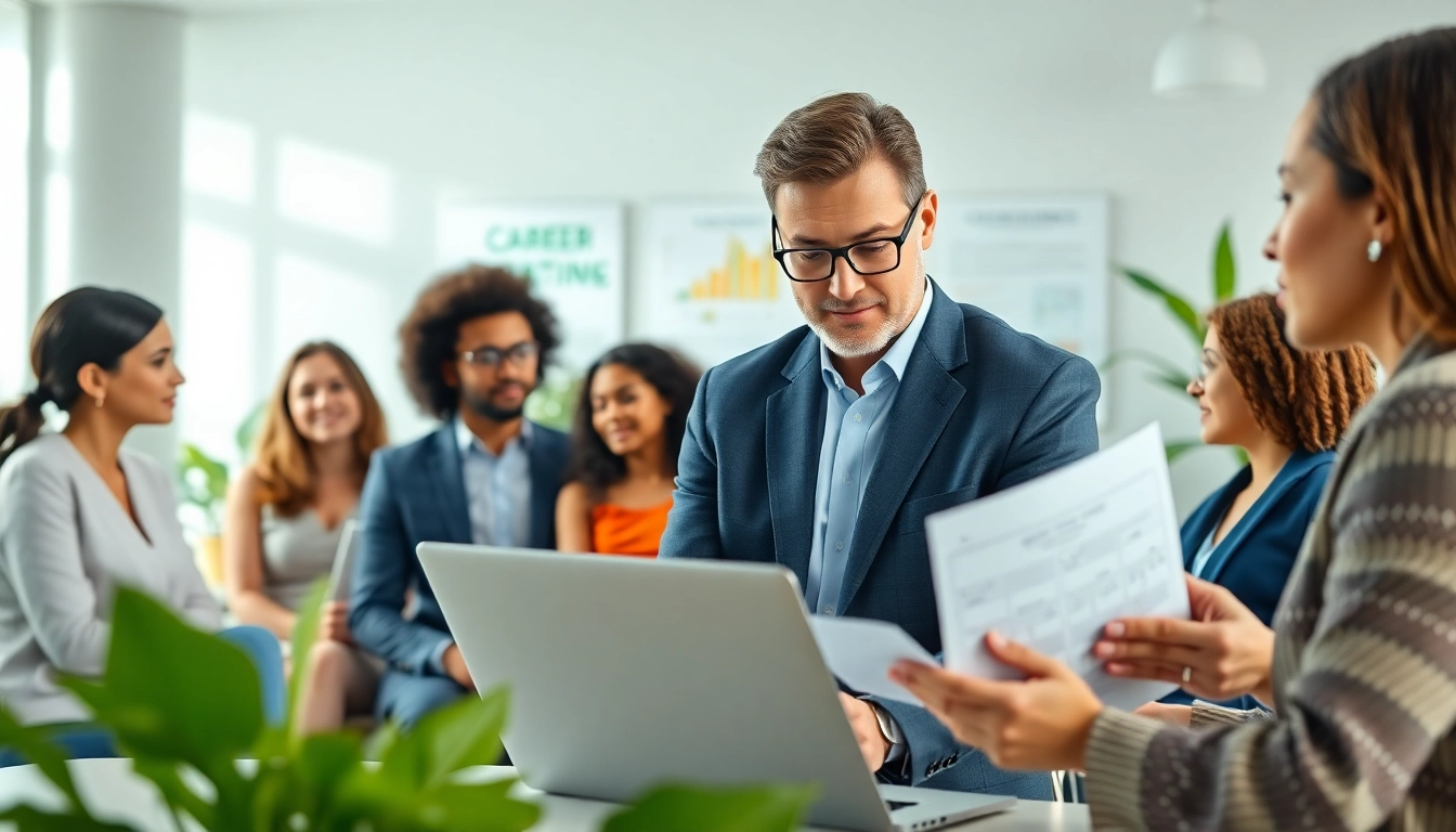 Career Coaching session in a modern office fosters collaboration and growth.