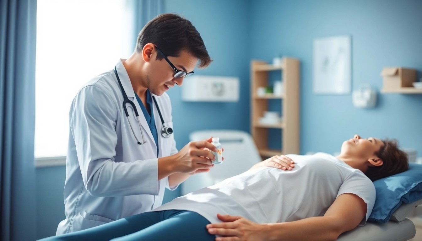 Applying dmso for pain relief during a therapeutic session with a focused therapist.