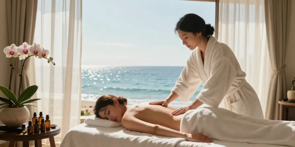 다낭 가라오케 이용 후 휴식을 취하는 모습, 럭셔리한 마사지 서비스와 편안한 분위기