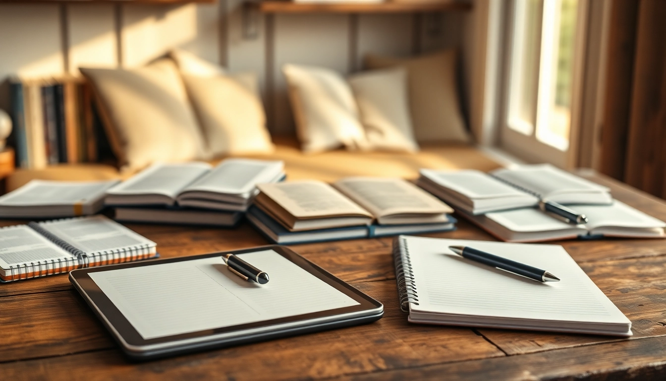 Highlighting Stylus-Friendly Planners on a rustic desk, with a tablet and warm sunlight ambiance.