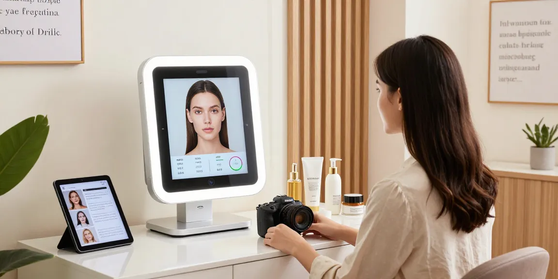 Engaging user taking an attractive test in a chic beauty studio.