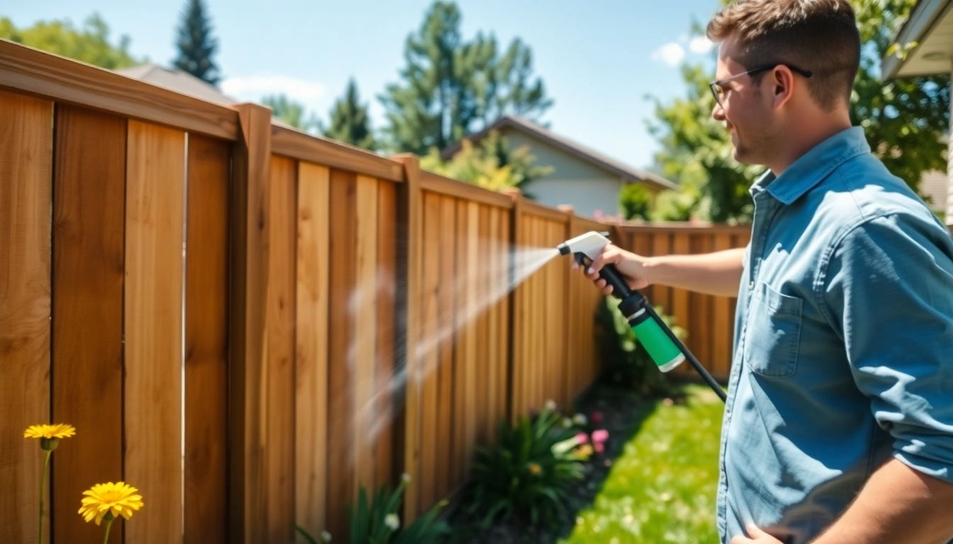 Showcasing fence cleaning in progress with eco-friendly solutions on a sunny day.