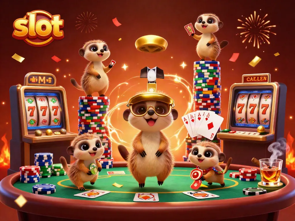 Meerkats menjalankan operasi kasino dengan slot mengesankan, dari dealer hingga pit boss.