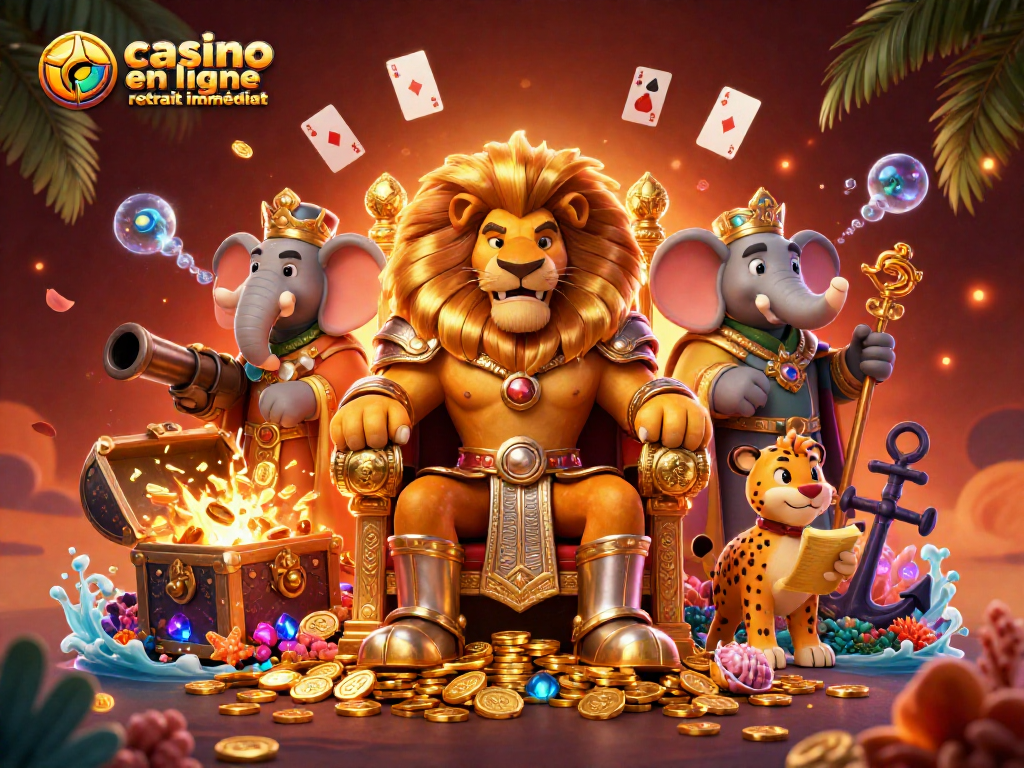 Casino en ligne retrait immédiat: découvrez des gains instantanés avec ce lion majestueux dans un décor animé.