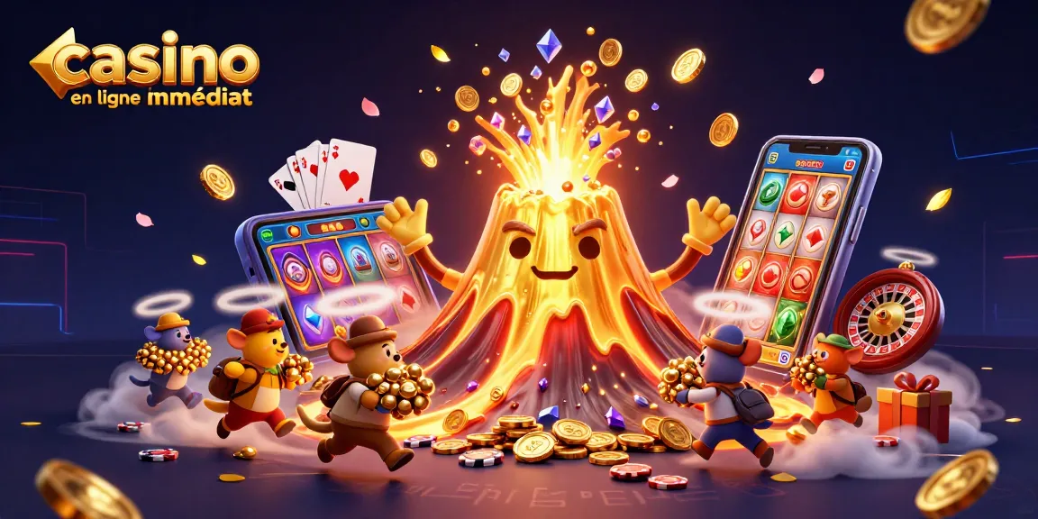 Venez découvrir casino en ligne retrait immédiat avec une illustration dynamique de trésors et jeux