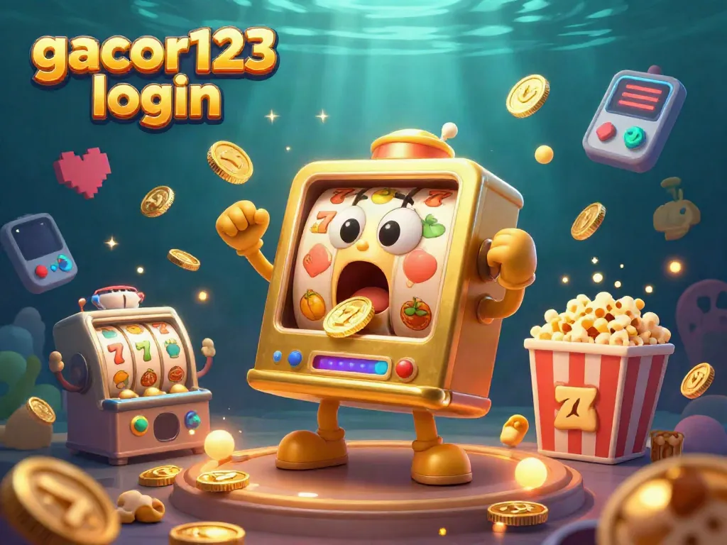 Experience the thrilling gacor123 login as the golden slot machine wins big, showering coins everywhere!