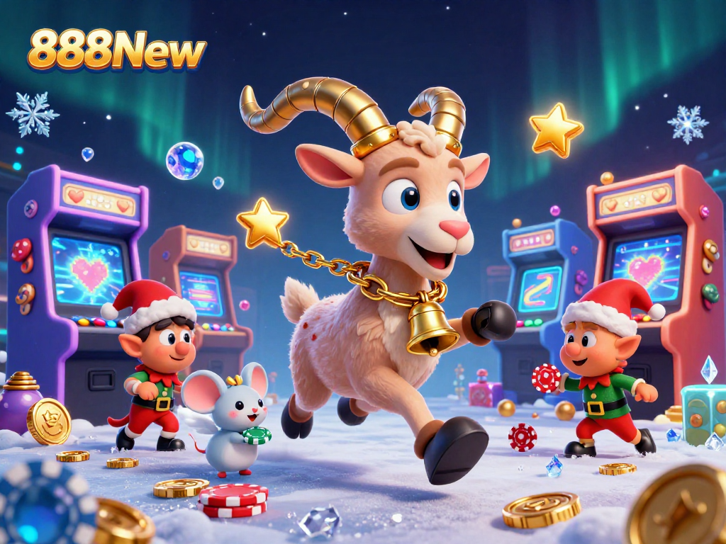 Engage with 888New in a dynamic holiday-horror casino scene filled with exciting gambling elements.
